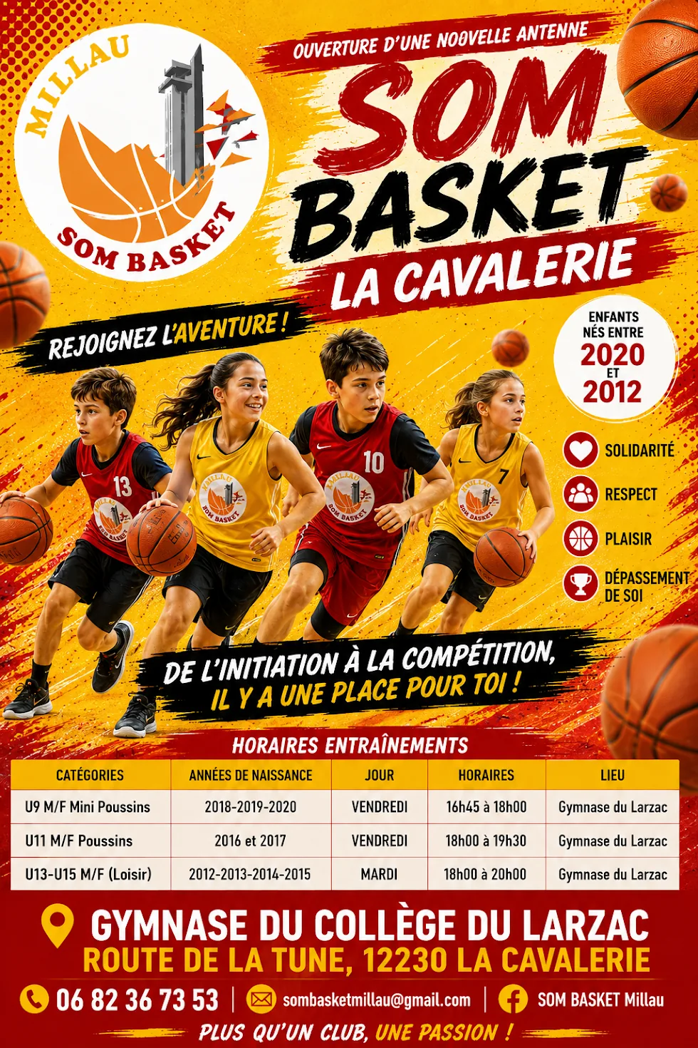 Ouverture d’une antenne du SOM Basket à La Cavalerie, pour les enfants nés entre 2012 et 2020, au gymnase du collège du Larzac.